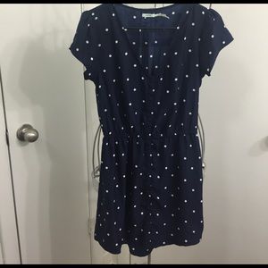 Kimchi Blue short sleeve navy polka dot dress