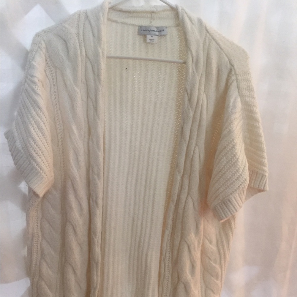 Short Sleeve Cable Knit Cardigan