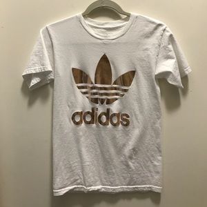 adidas white and gold t shirt