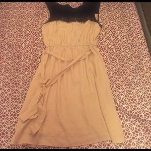 Pink dress with black lace