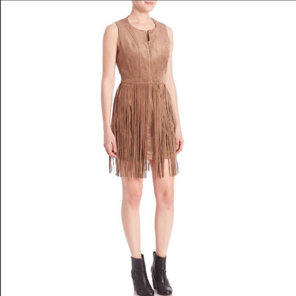 Bcbg 12 NWT Hamiin fringe faux suede dress vest