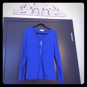 Michael Kors Blue Zipper Long Sleeve Shirt