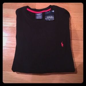 Black Men's Long Sleeve Polo Thermal