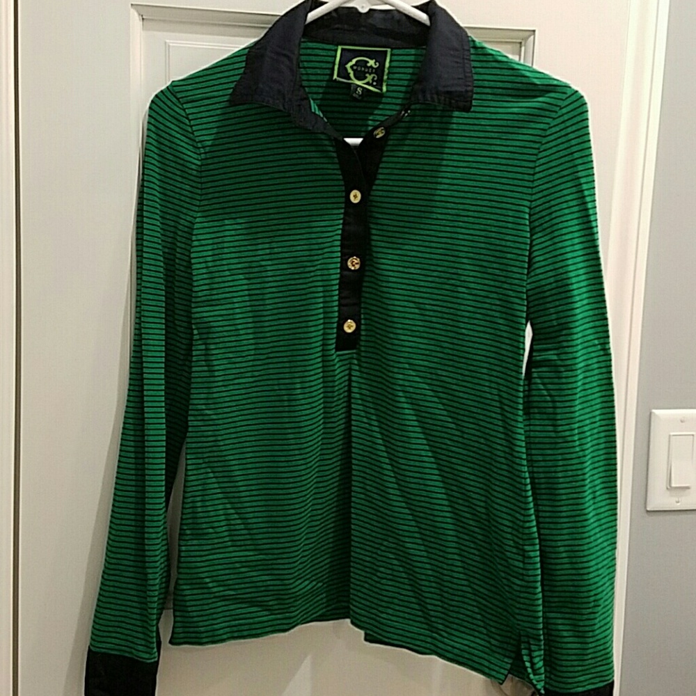 C wonder green & blue striped Polo Shirt