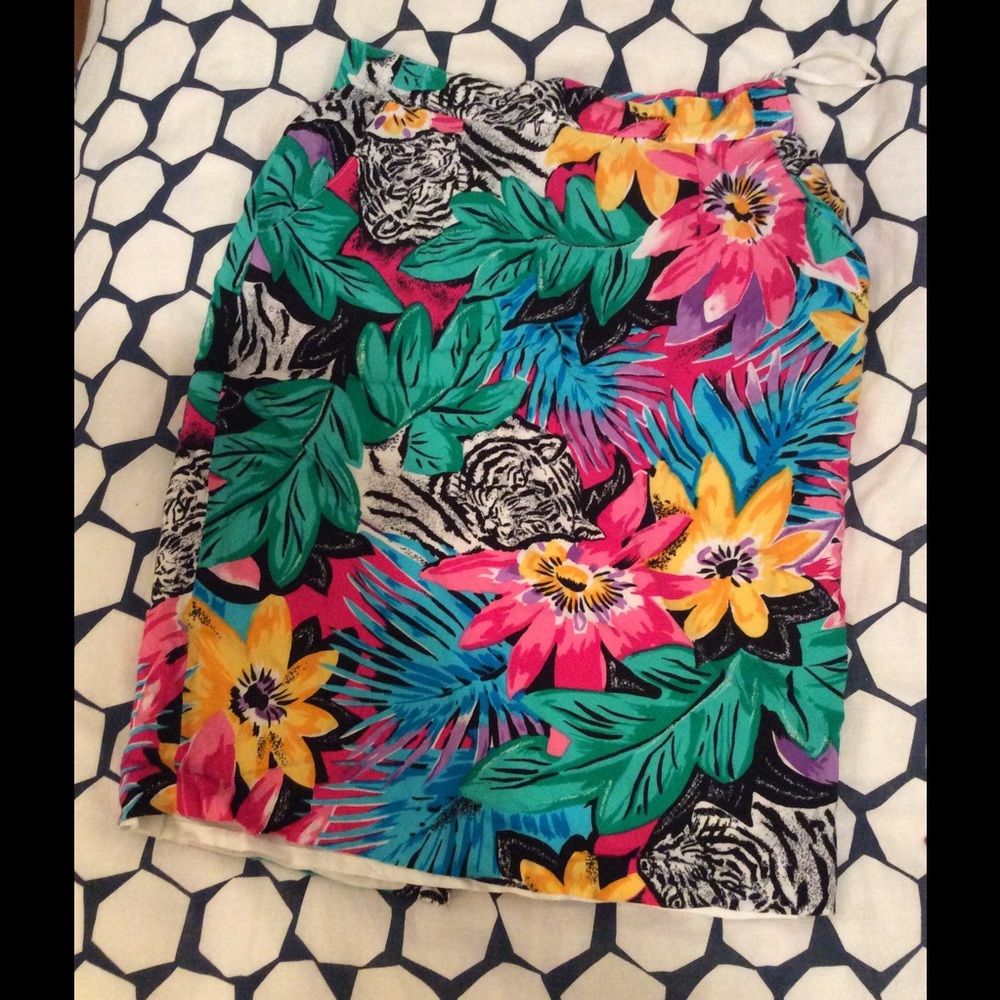 Vintage tropical high waisted skirt