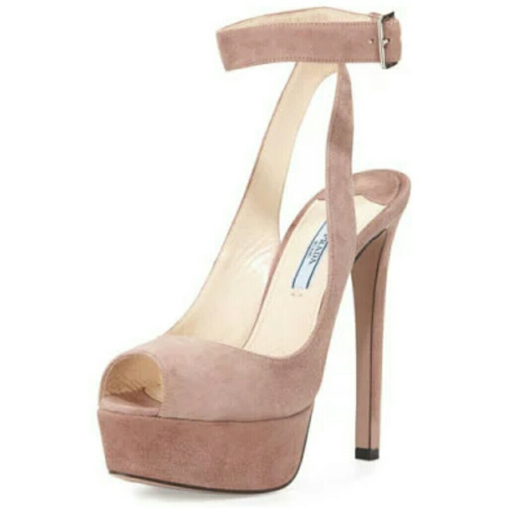 Dark rose platform prada heels