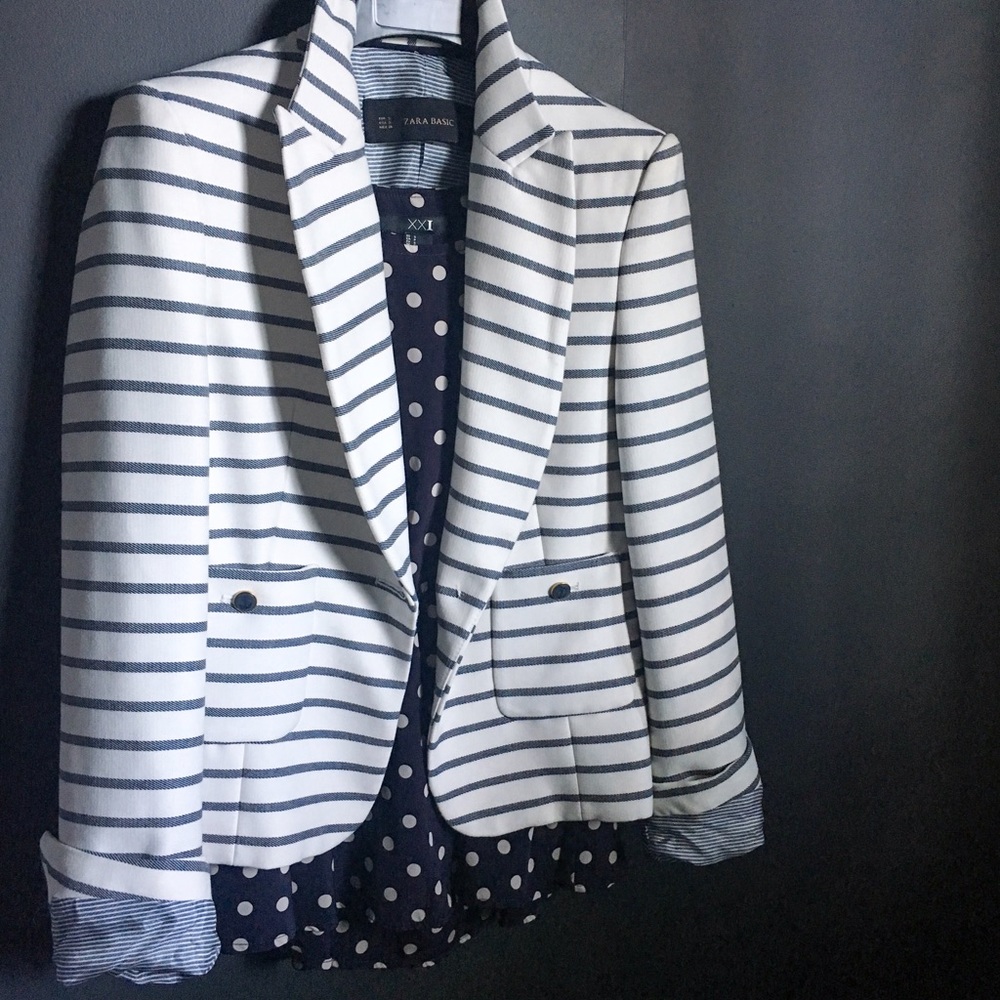 Zara Blue Striped Blazer
