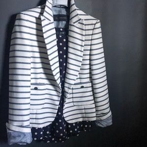 Zara Blue Striped Blazer