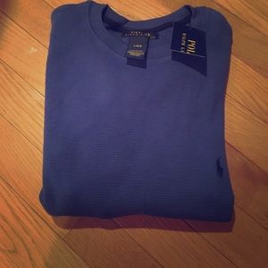 Blue Men's Long Sleeve Polo Thermal