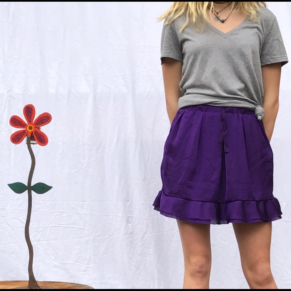 J crew satin purple bubble skirt