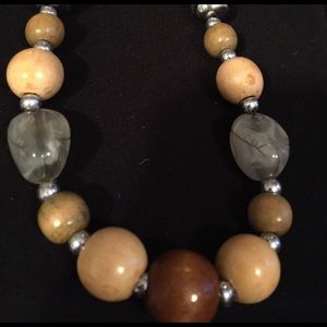 Silver and wooden beaded necklace