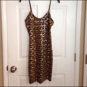 Black and multi sequin dress