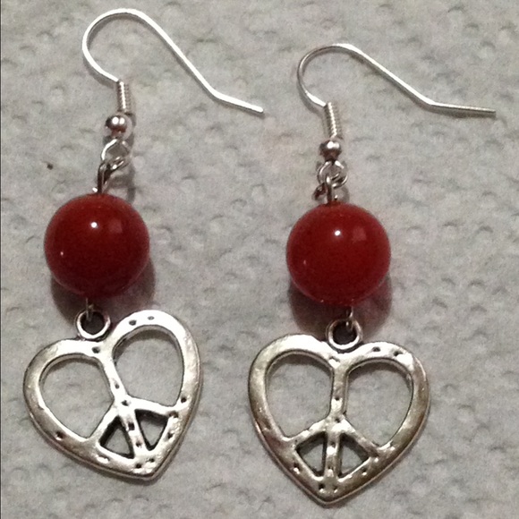 PeaceFrog Jewelry - SOLD Red Carnelian Heart Earrings