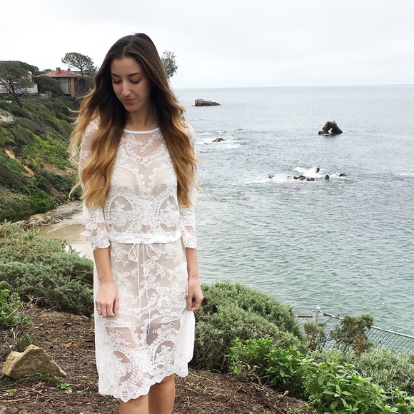 Dresses & Skirts - sheer lace overlay dress