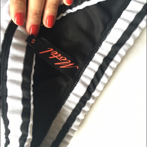 Black And White Striped Mini Skirt - Picture 2 of 3