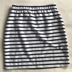 Black And White Striped Mini Skirt