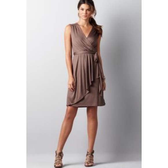 taupe wrap dress