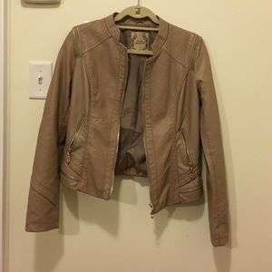 Tan Downtown Coalition Faux Leather Jacket
