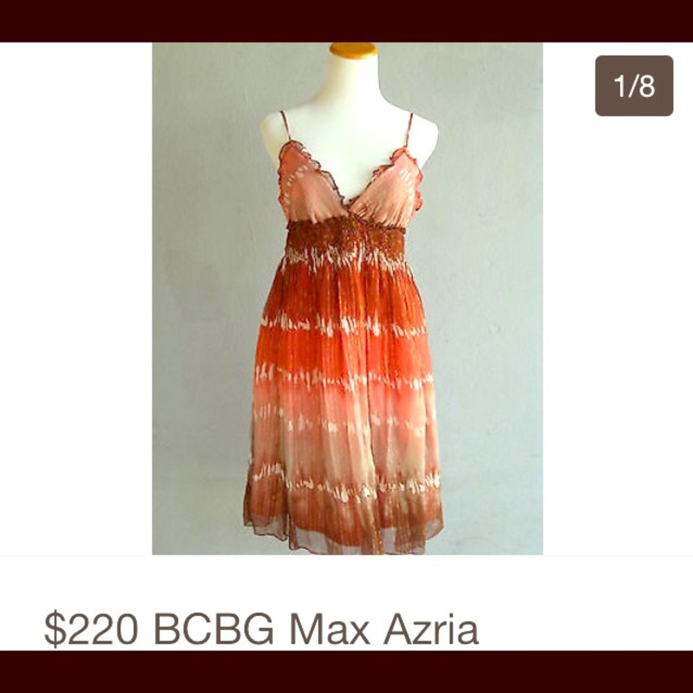 BCBG lurex and chiffon babydoll dress