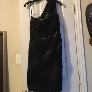 One Shoulder Mesh After 5 Cocktail Dress