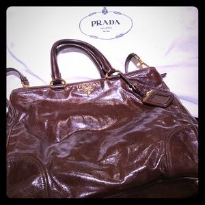 Prada Large Vitello Satchel- Chocolate Brown