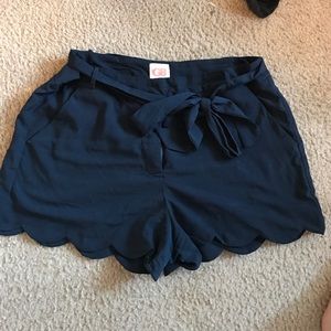 Navy scalloped shorts