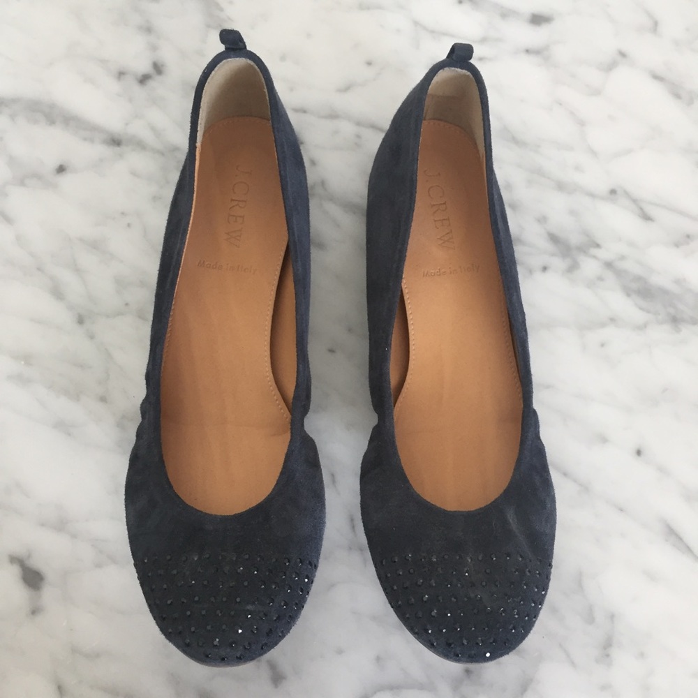 J. Crew suede navy blue ballet flats- size 7