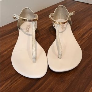 White Snake-Embossed Michael Kors Sandals