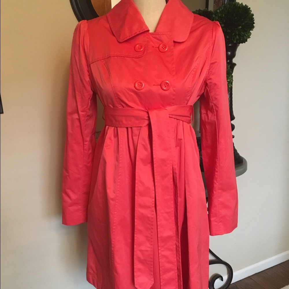 Orange Maternity Trench Coat