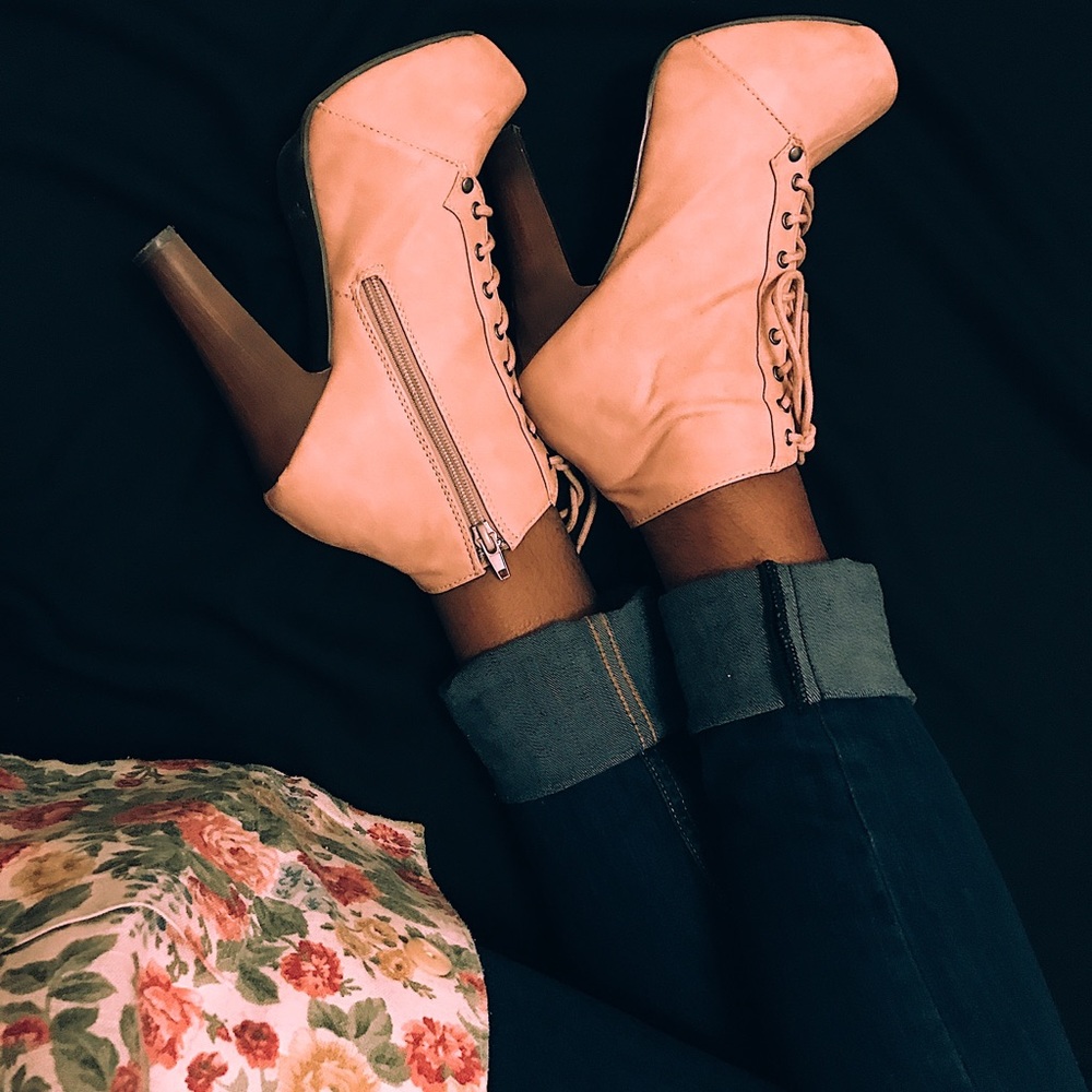 Nude blush pink ankle boots