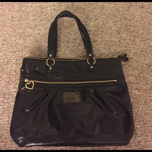 Large leather coach tote