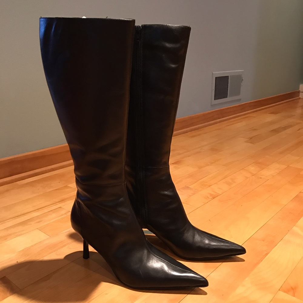 Charles David Black Leather Boots