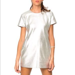 Metallic Silver Short Sleeve Dress