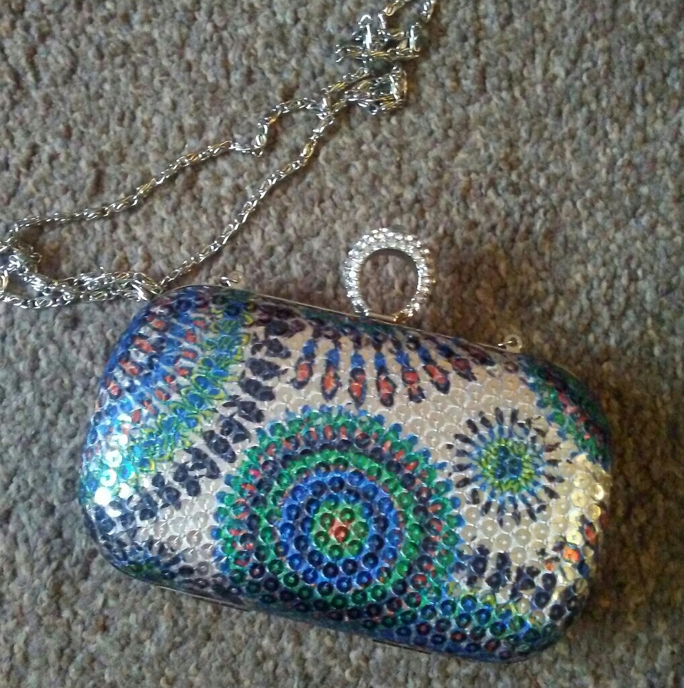 Multi-Colored Sequin Knuckle Clutch Purse