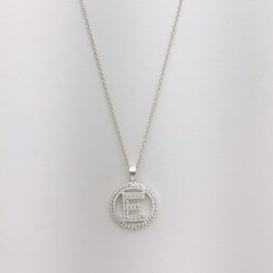 Personalized "E" Silver Initial Necklace Pendant