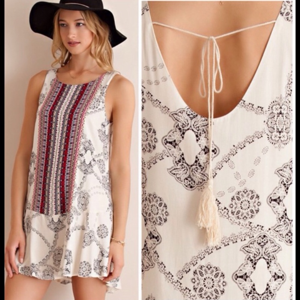 Drop waist boho print dress. New! Sz M