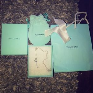Tiffany Heart Key Pendant SS Diamond Necklace