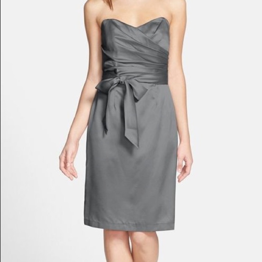 Dessy Collection Cross Draped Satin Sheath Dress