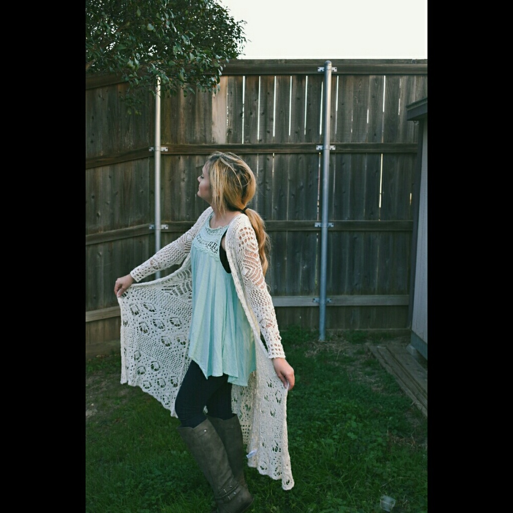 Mossimo Crochet Long Cardigan