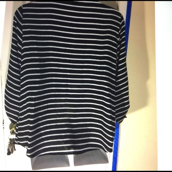 Covington women's plus roll Tab sleeves top blk/wh - Picture 4 of 4