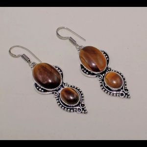 Tigers eye and silver earrings