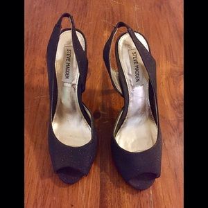Black Sparkly Steve Madden Sling Back High Heels
