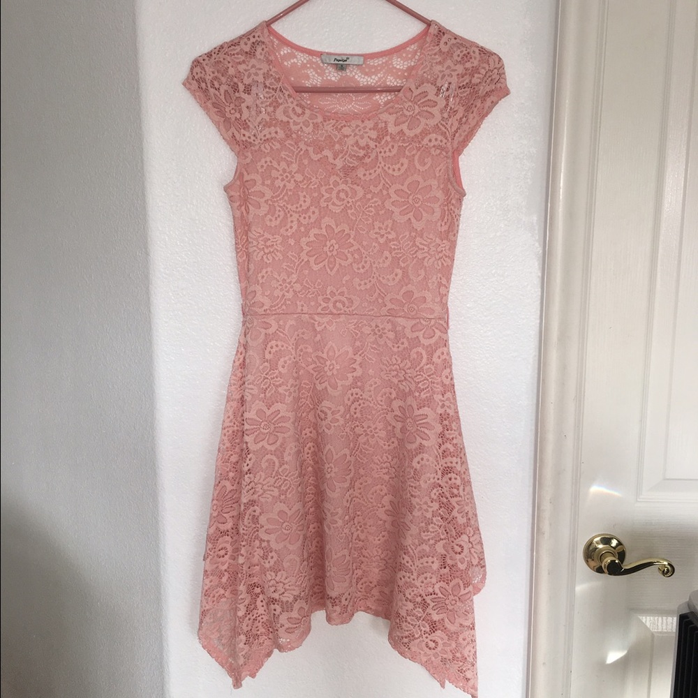 Peach/pink lace dress