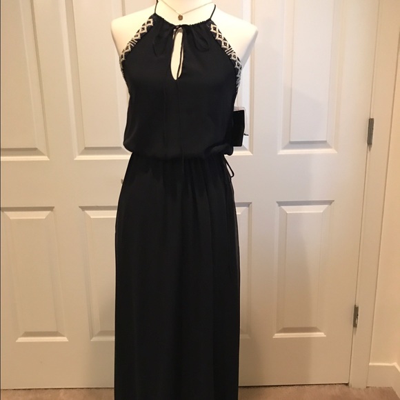 Zara Chiffon Beaded Neck Tunic Maxi Dress SZ S - Picture 3 of 8