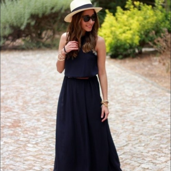 Zara Chiffon Beaded Neck Tunic Maxi Dress SZ S - Picture 4 of 8