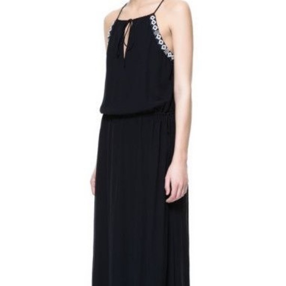 Zara Chiffon Beaded Neck Tunic Maxi Dress SZ S - Picture 6 of 8