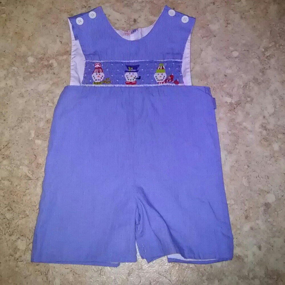 Orient Expressed Boys Sz 2 Blue/Wh Snowmen Smocked