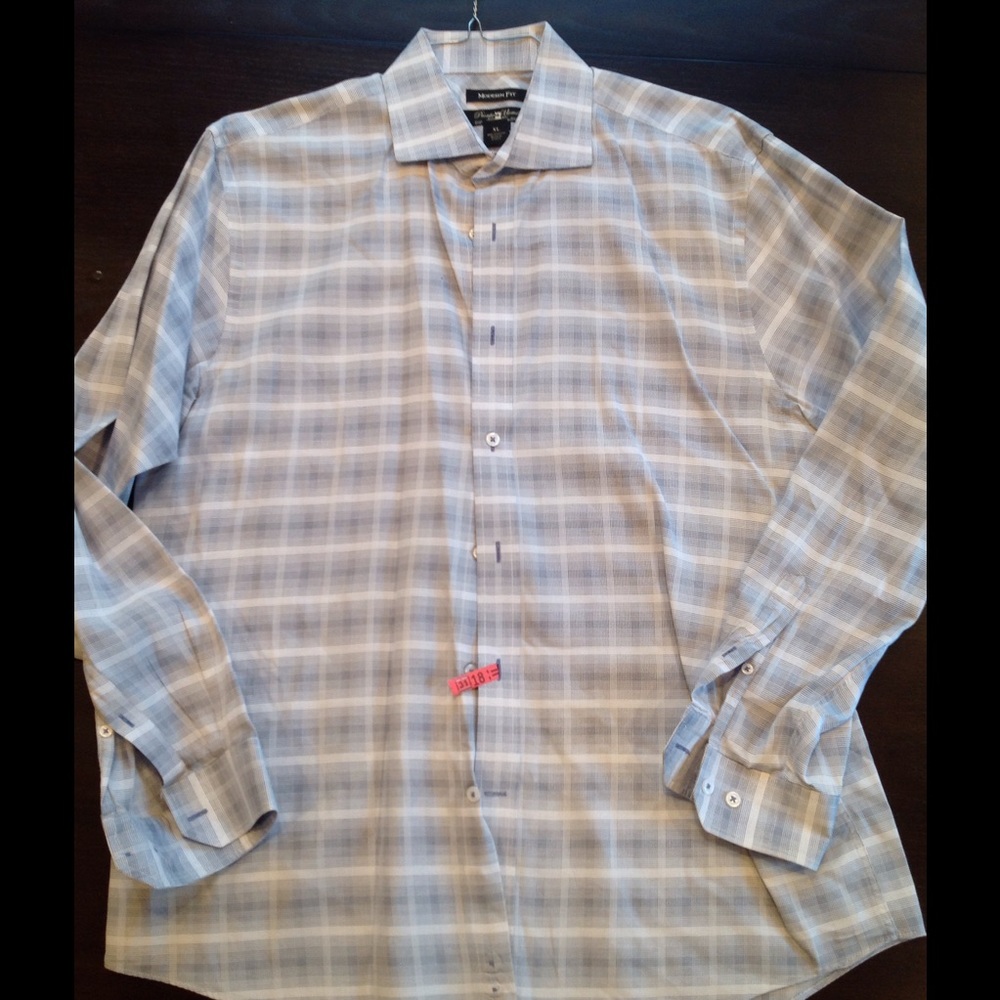 Black and white check pattern dress shirt