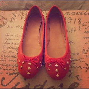 Jcrew gold studded orange flats