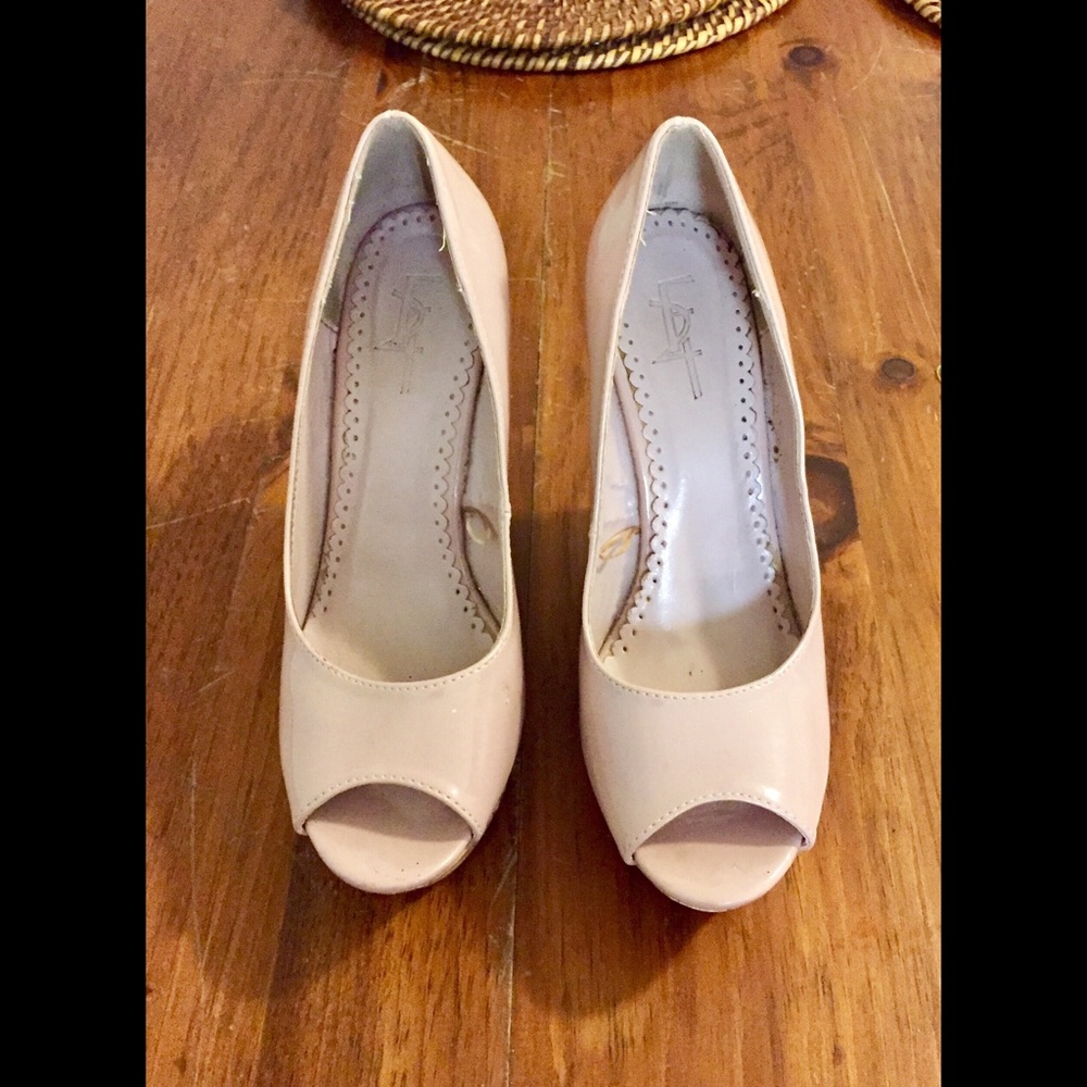 Nude Pink F24 Cork Wedged Heels